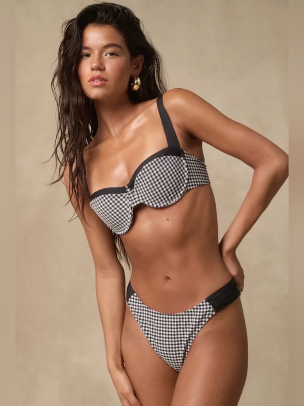 NWT Lulu's Black & White Gingham Underwire Bikini Set